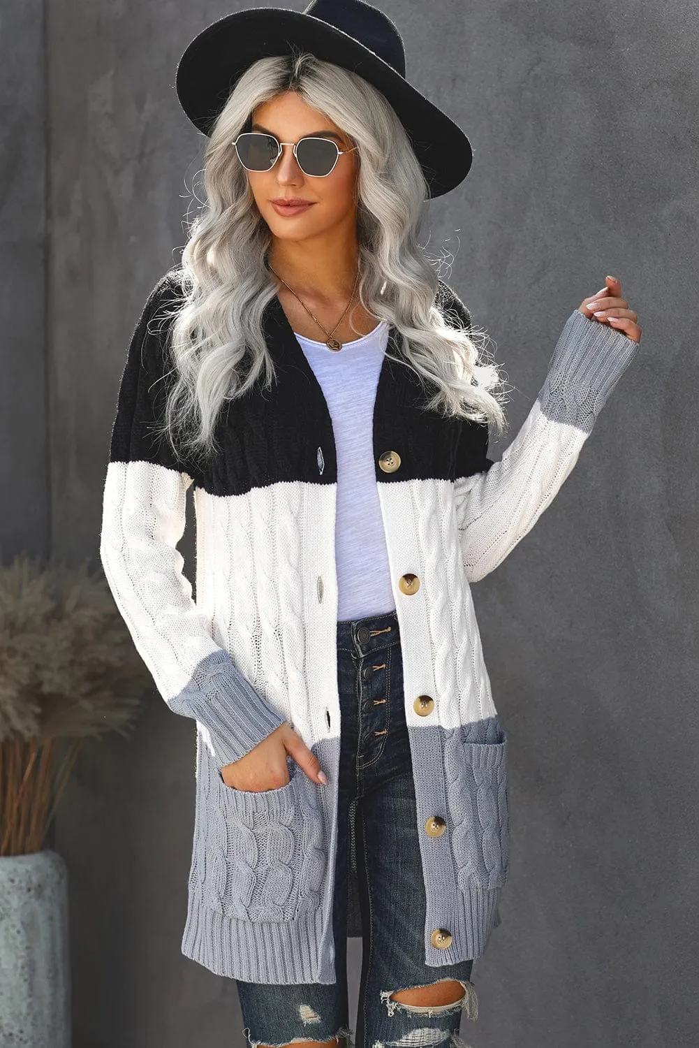 Cable Knit Long Cardigan