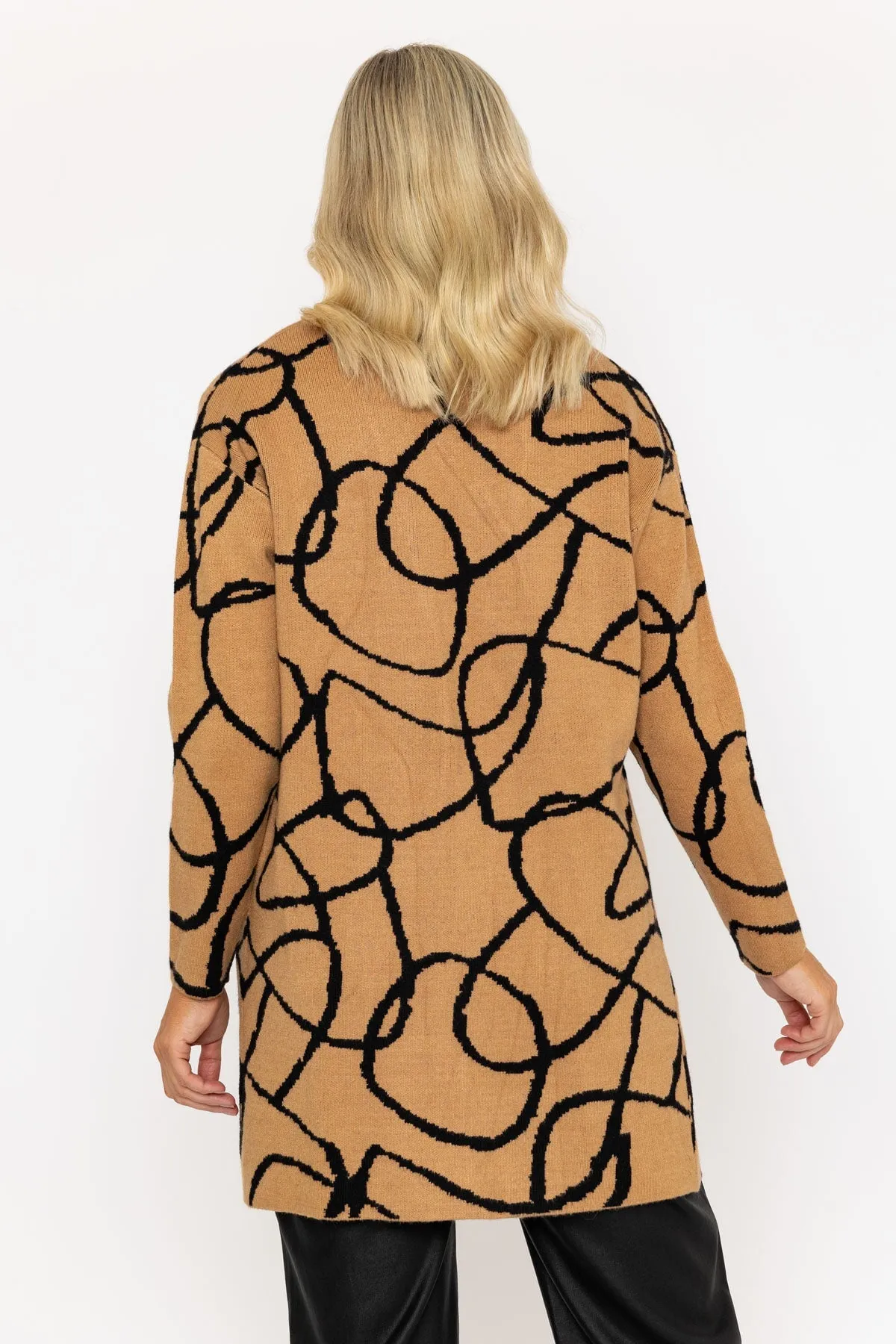 Camel Swirl Knit Cardigan