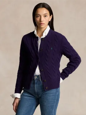 Cardigan a Trecce in Misto Cashmere Viola