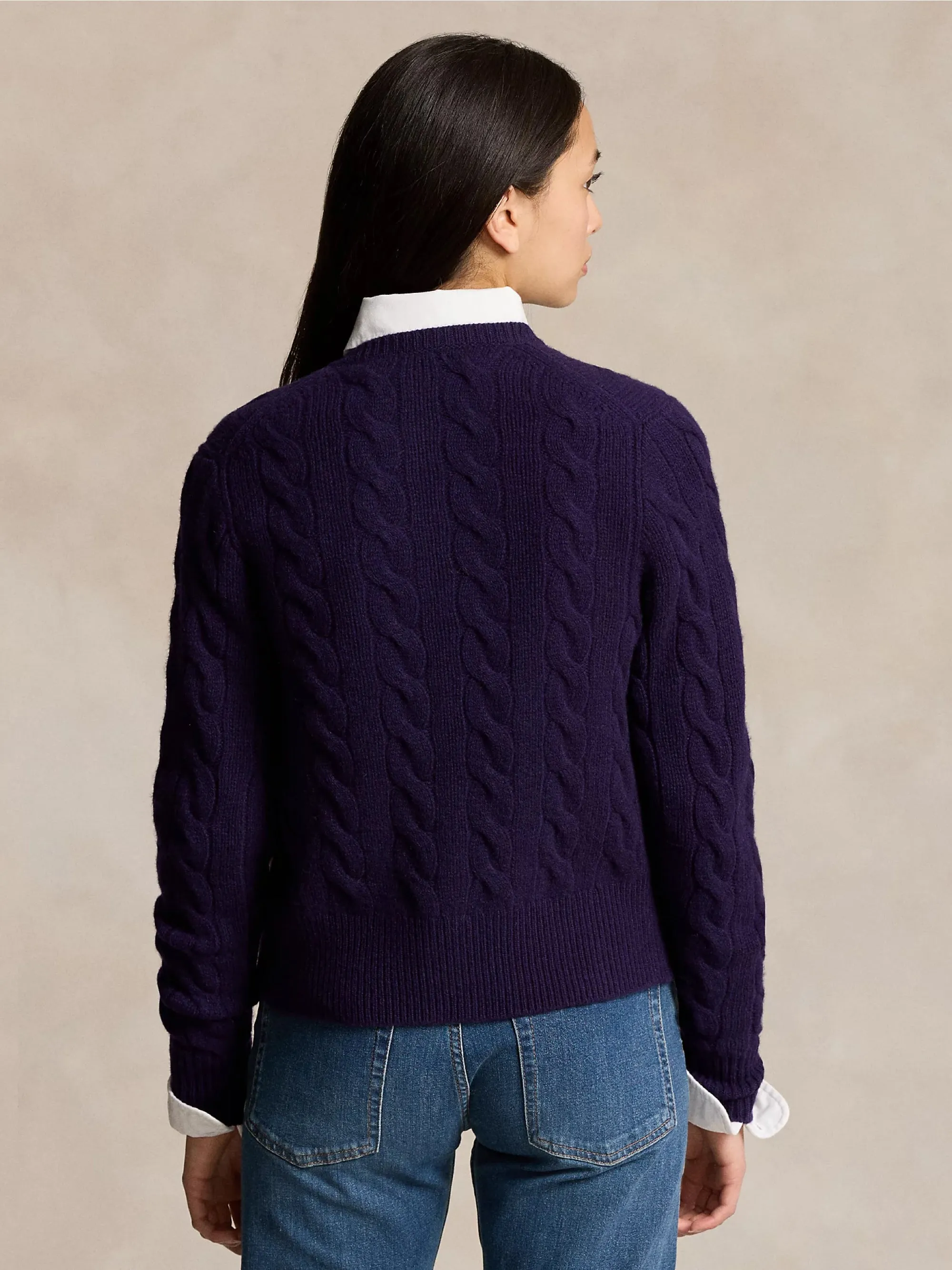 Cardigan a Trecce in Misto Cashmere Viola