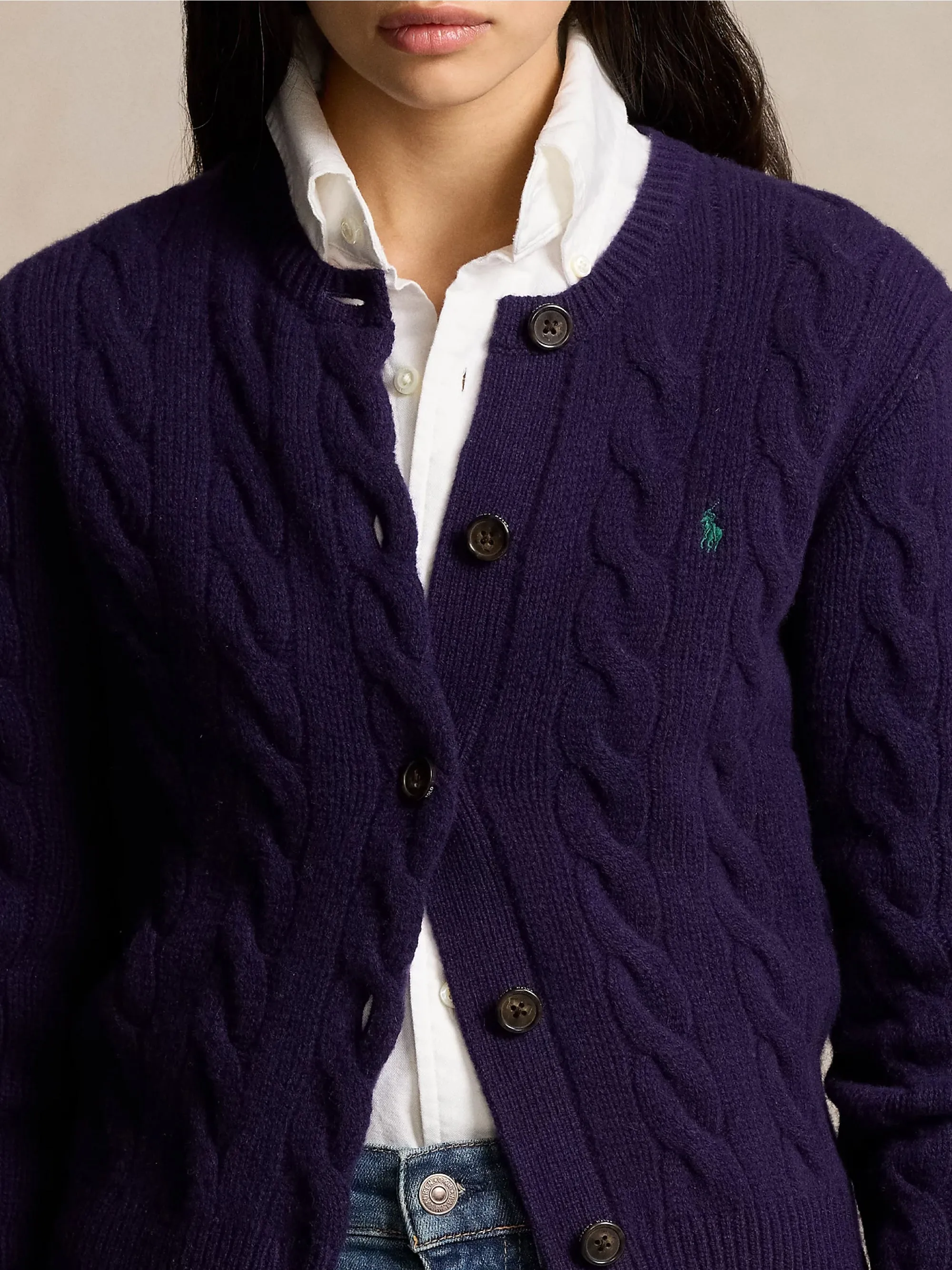 Cardigan a Trecce in Misto Cashmere Viola