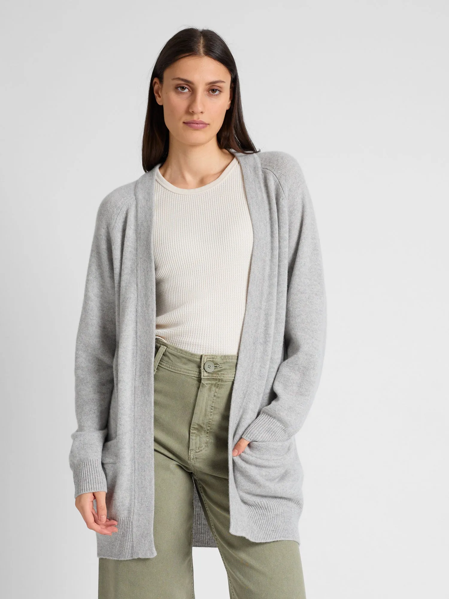 Cashmere cardigan "Solveig" - light grey