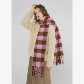 Cashmere Scarf Women Fall Winter Two Color Checkerboard Plaid Long Scarf