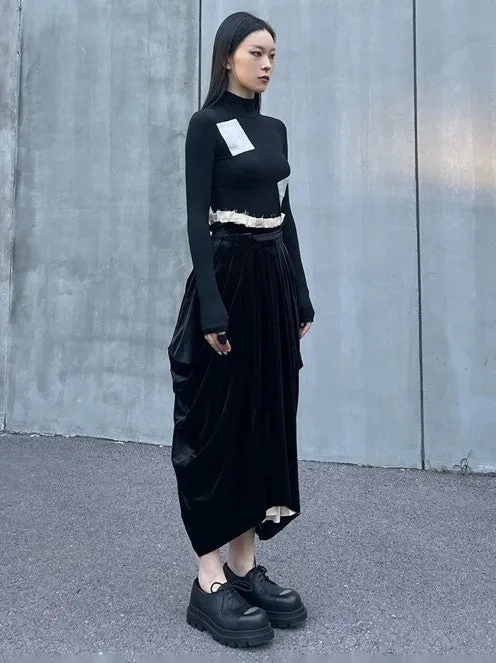 Casual Minimal Goth Irregular Design Layered Skirt