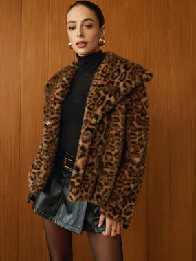 Chicmy-Winter Outfits Christmas Thanksgiving Gift New Year's Eve Outfits Streetwear Fashion Leopard Printed Faux Fur Warm Coat