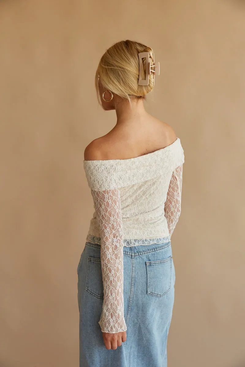 Collette Off The Shoulder Lace Long Sleeve Top