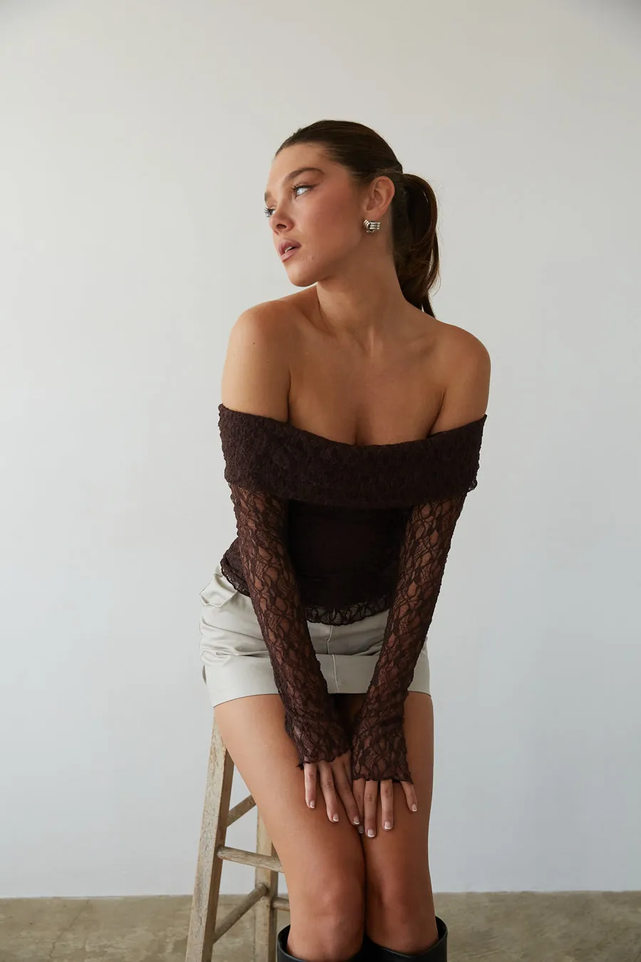 Collette Off The Shoulder Lace Long Sleeve Top