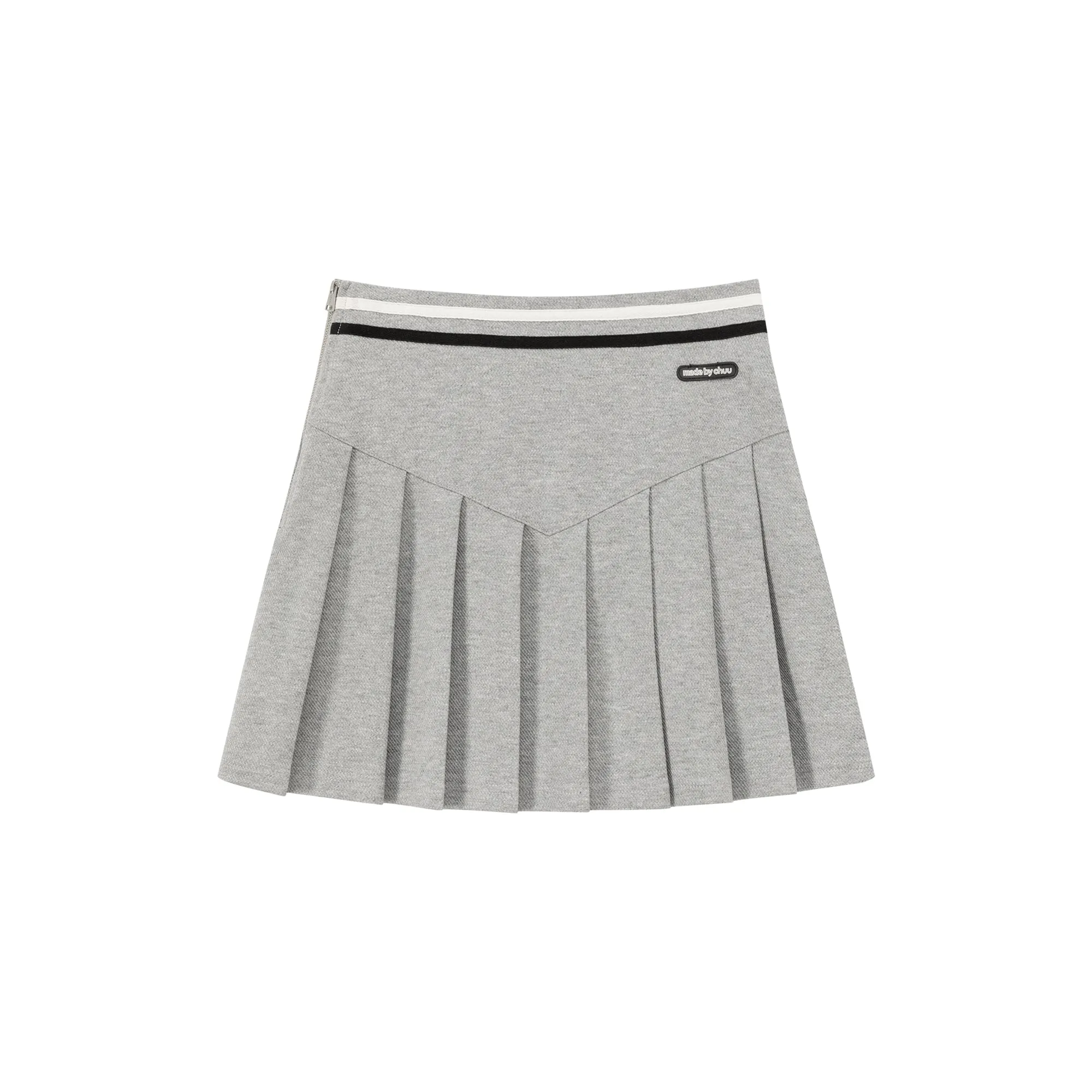 Color Line Pleated Sporty Mini Skirt