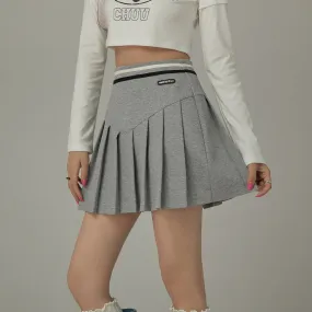 Color Line Pleated Sporty Mini Skirt