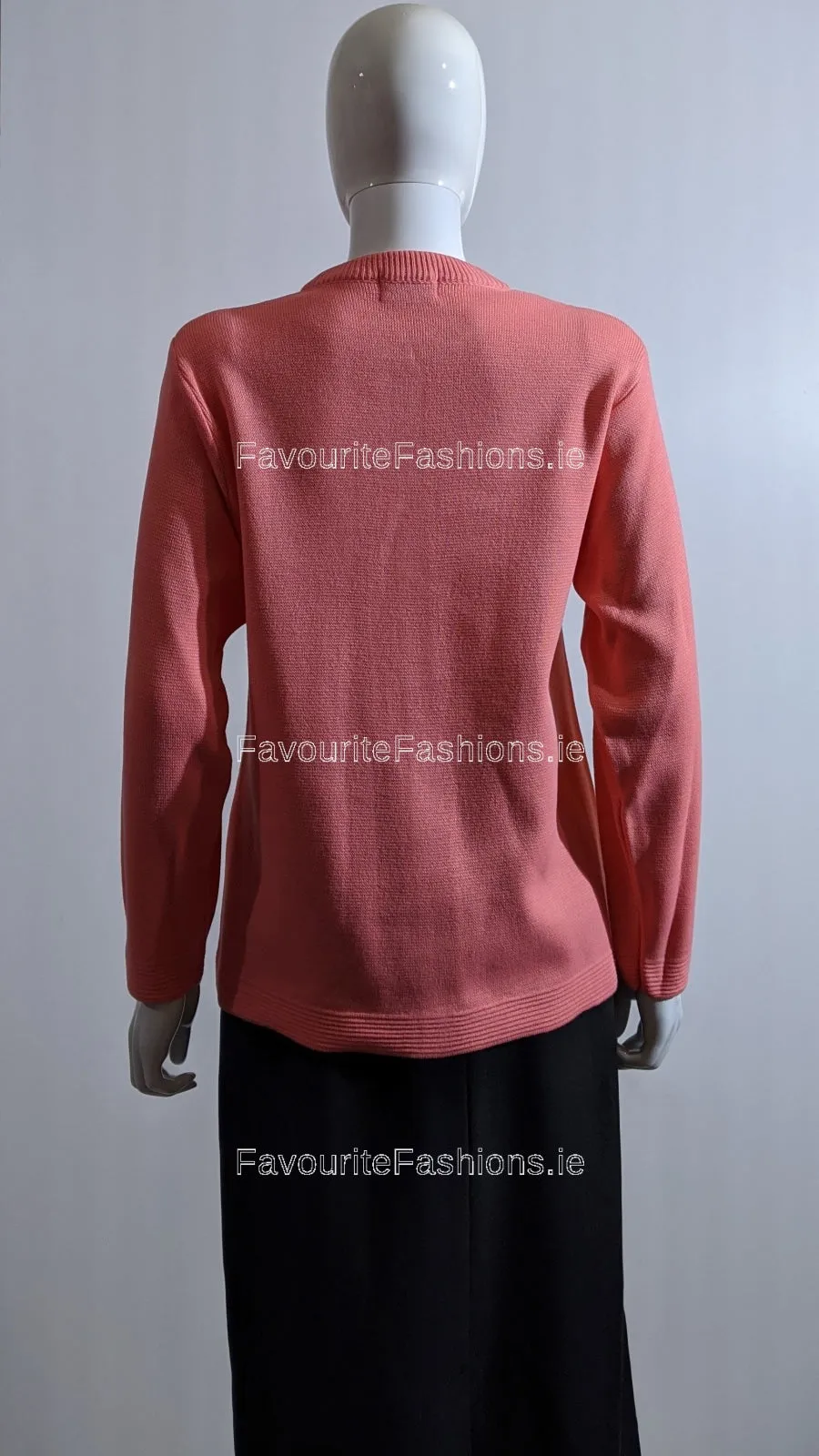 Coral Round Neck Button Pocket Cardigan