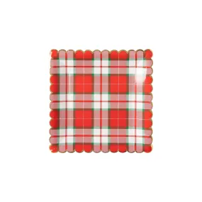 Cozy Lodge Square Scallop Plaid Plate