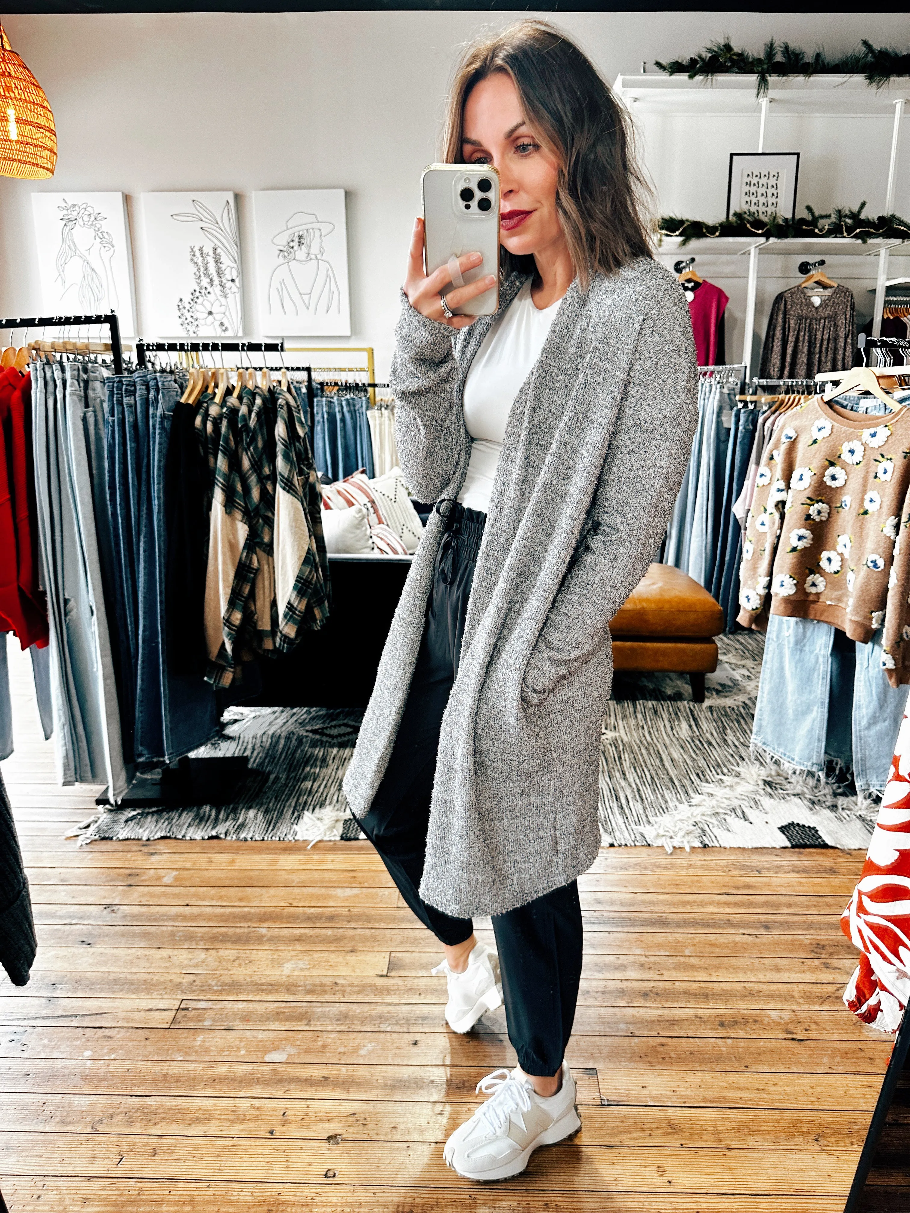 Cozy Pocket Charcoal Cardigan