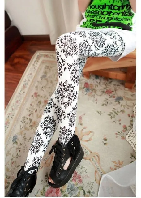 CUHAKCI Graffiti Leggings Floral Patterned Print Leggins For Women Leggings Houndstooth Sale Elastic Design Vintage Leggins W056