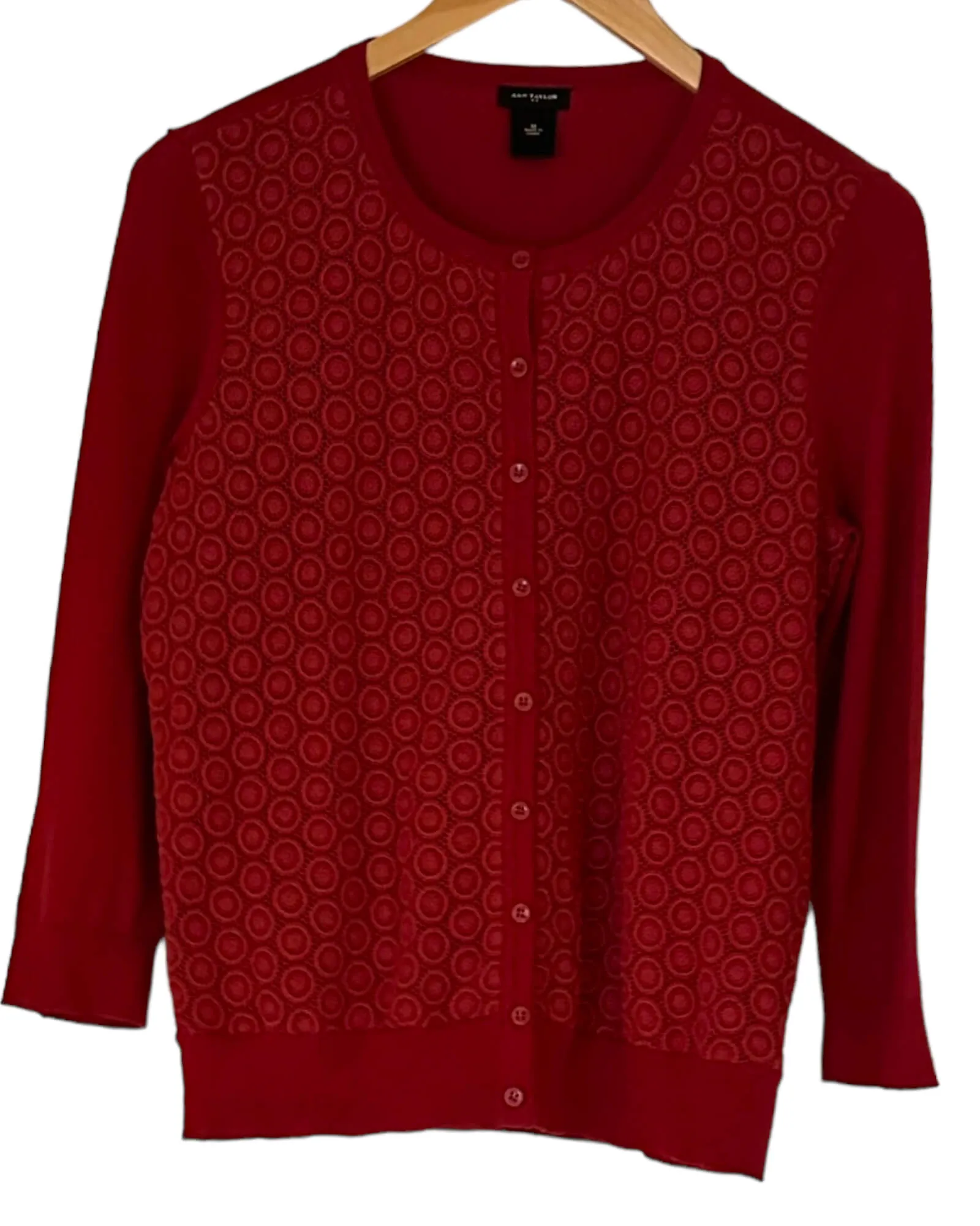 Dark Autumn Cranberry Crochet Lace Cardigan Sweater