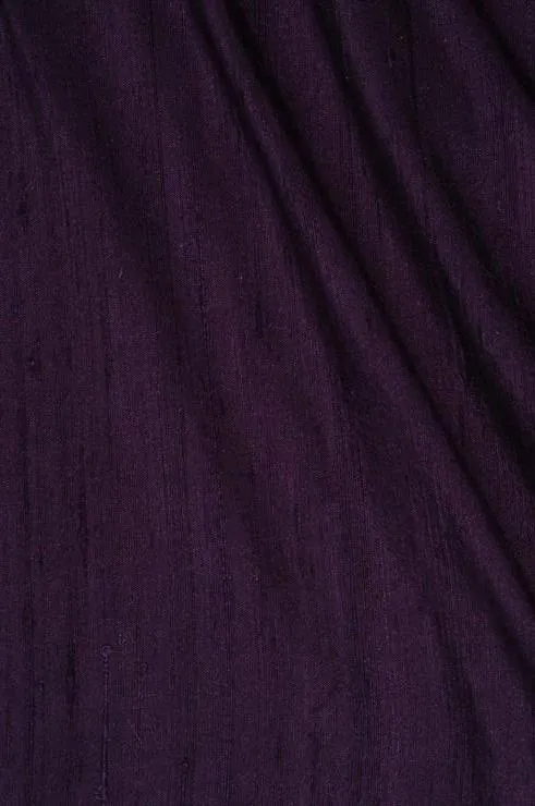 Dark Eggplant Purple Dupioni Silk Fabric