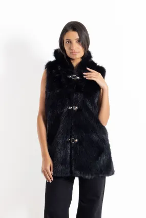 DETAILED FAUX FUR COAT