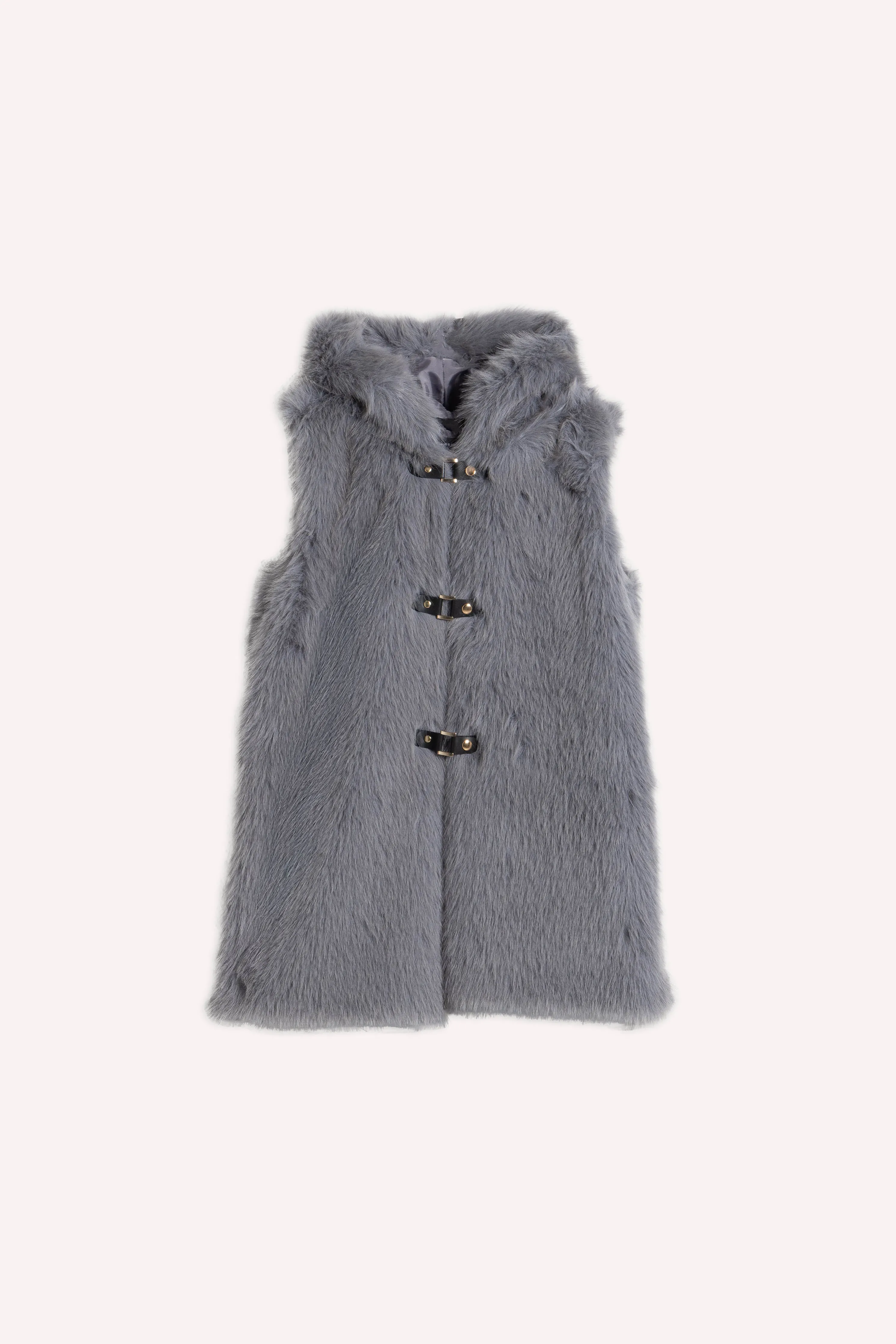 DETAILED FAUX FUR COAT