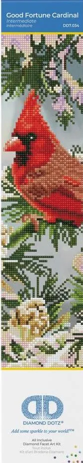 DIY Diamond Dotz Good Fortune Cardinal Winter Bird Facet Bead Picture Craft Kit