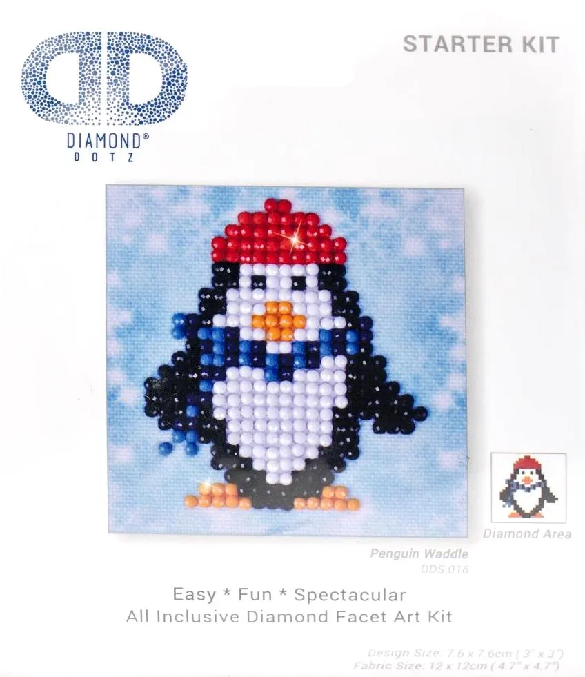 DIY Diamond Dotz Penguin Waddle Christmas Kids Beginner Starter Facet Craft Kit