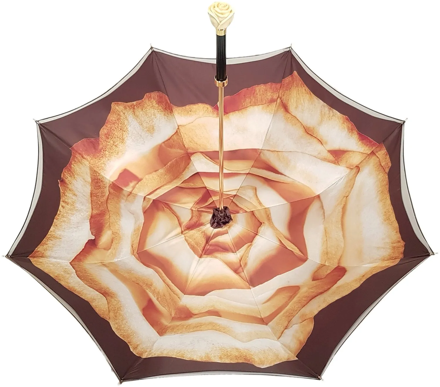 Double Cloth Women's Umbrella with Printed Rose Design