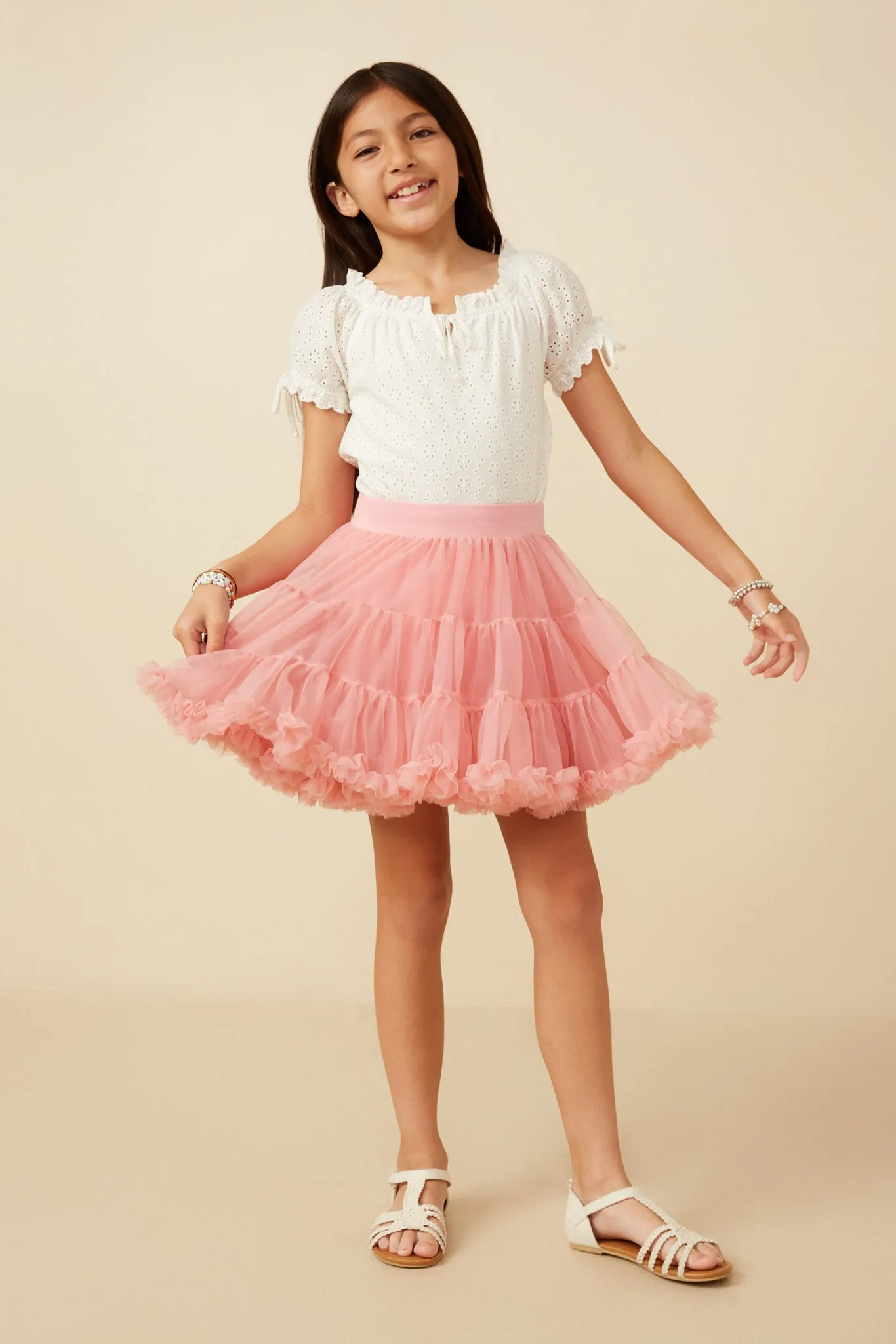 Double Layered Tiered Ruffle Hem Skirt