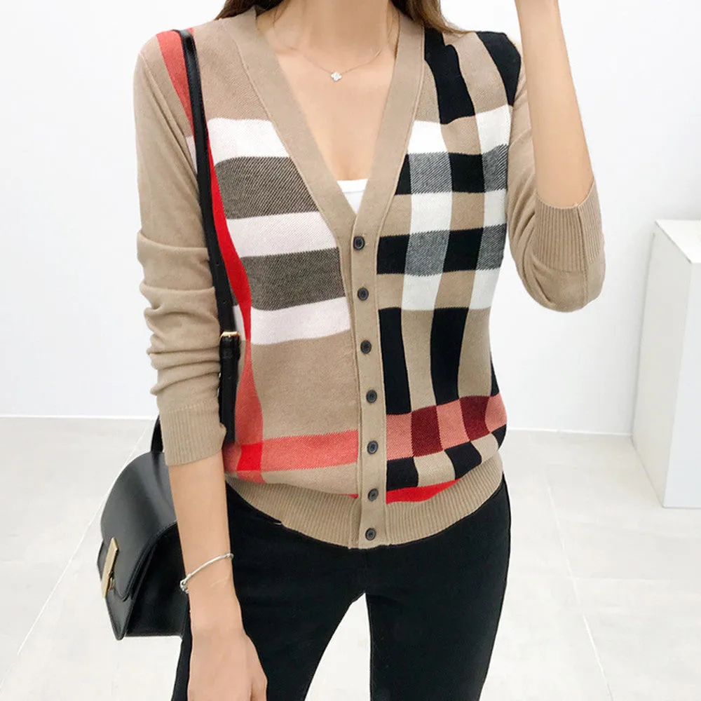 Dreamy Darling Plaid Knit Cardigan