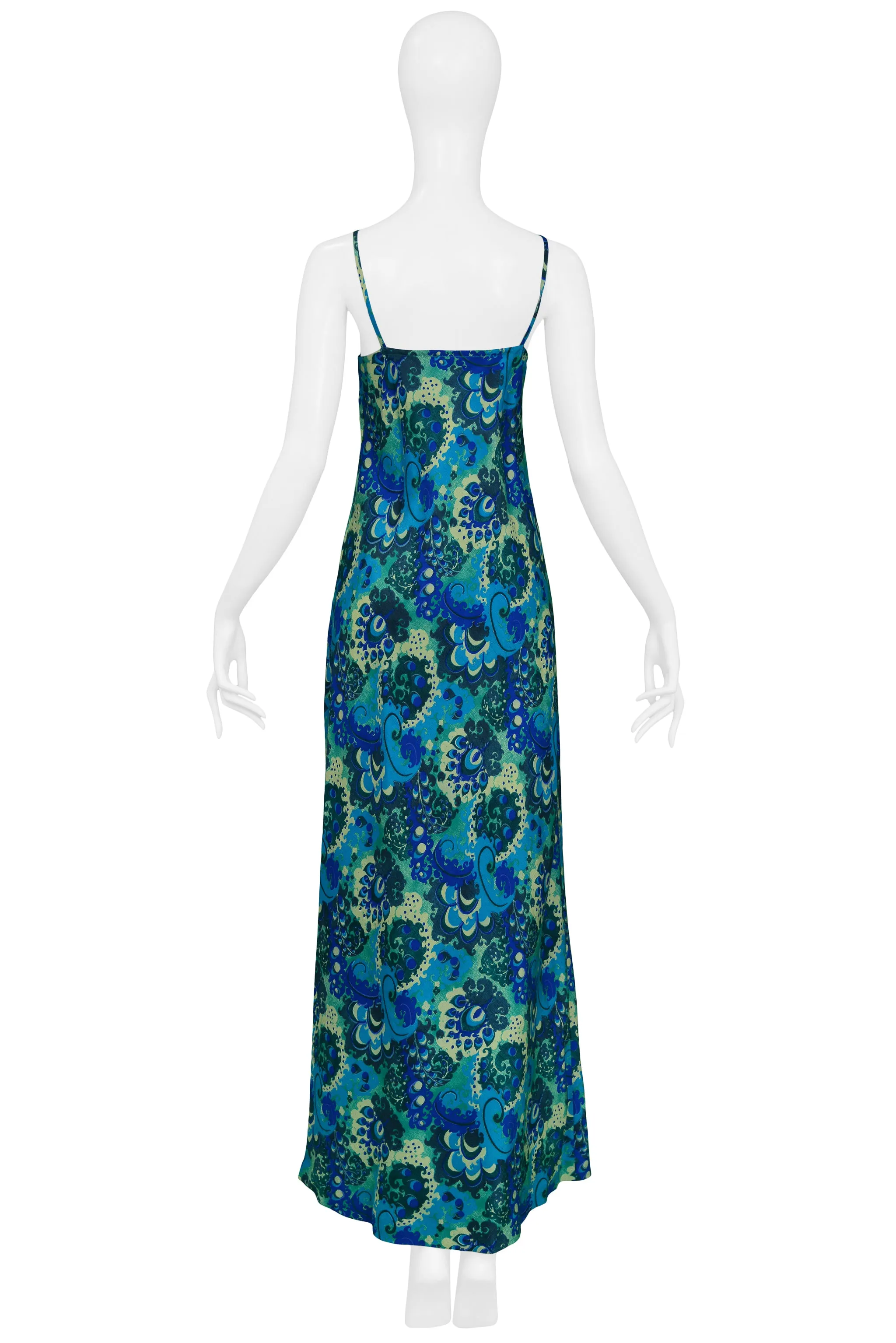 DRIES BLUE & GREEN FLORAL SLIP DRESS 1997