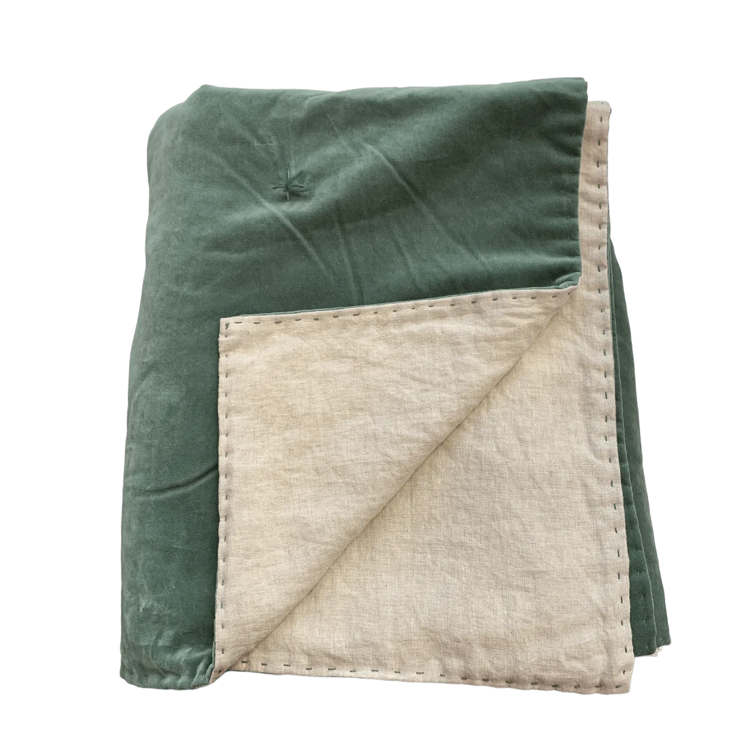 Duck Egg Velvet & Linen Single Quilt