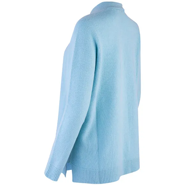 Easy Fit V-Neck Cardigan in Aqua Turquoise