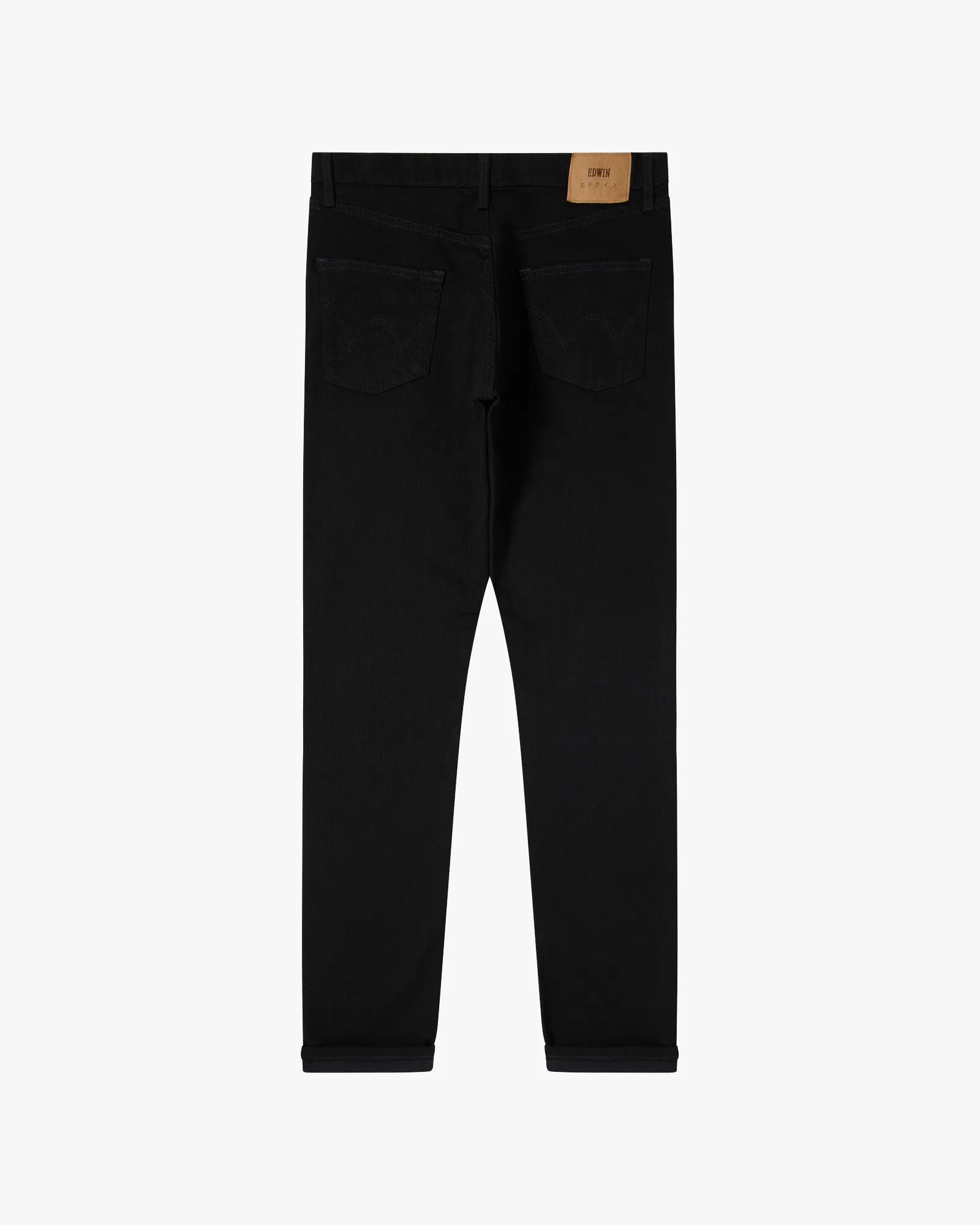 Edwin Made In Japan Slim Tapered Mens Jeans - 12.5oz Kaihara Black x Black Stretch Denim / Black Rinsed