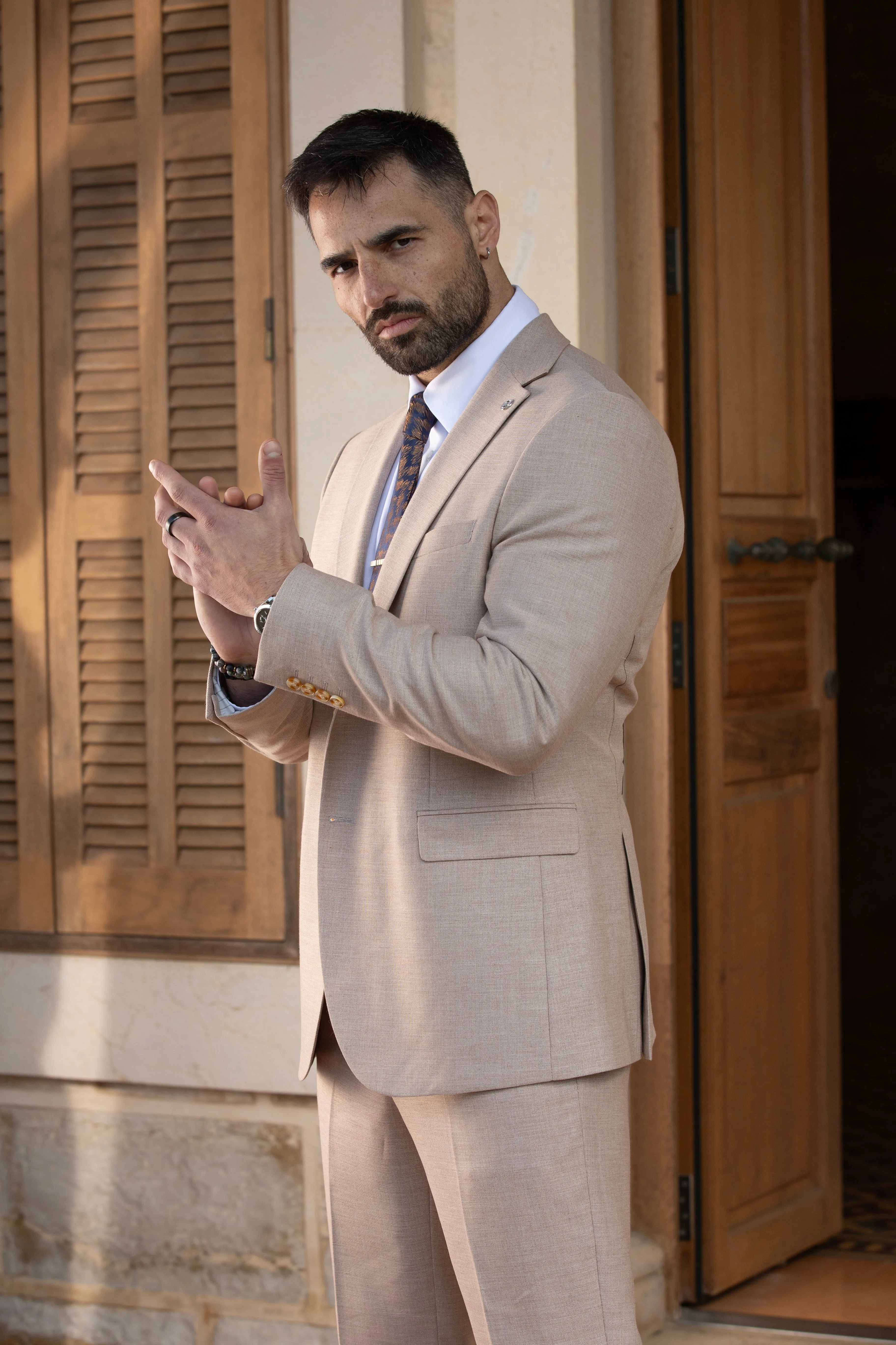 Elegant Fashion Beige Suit