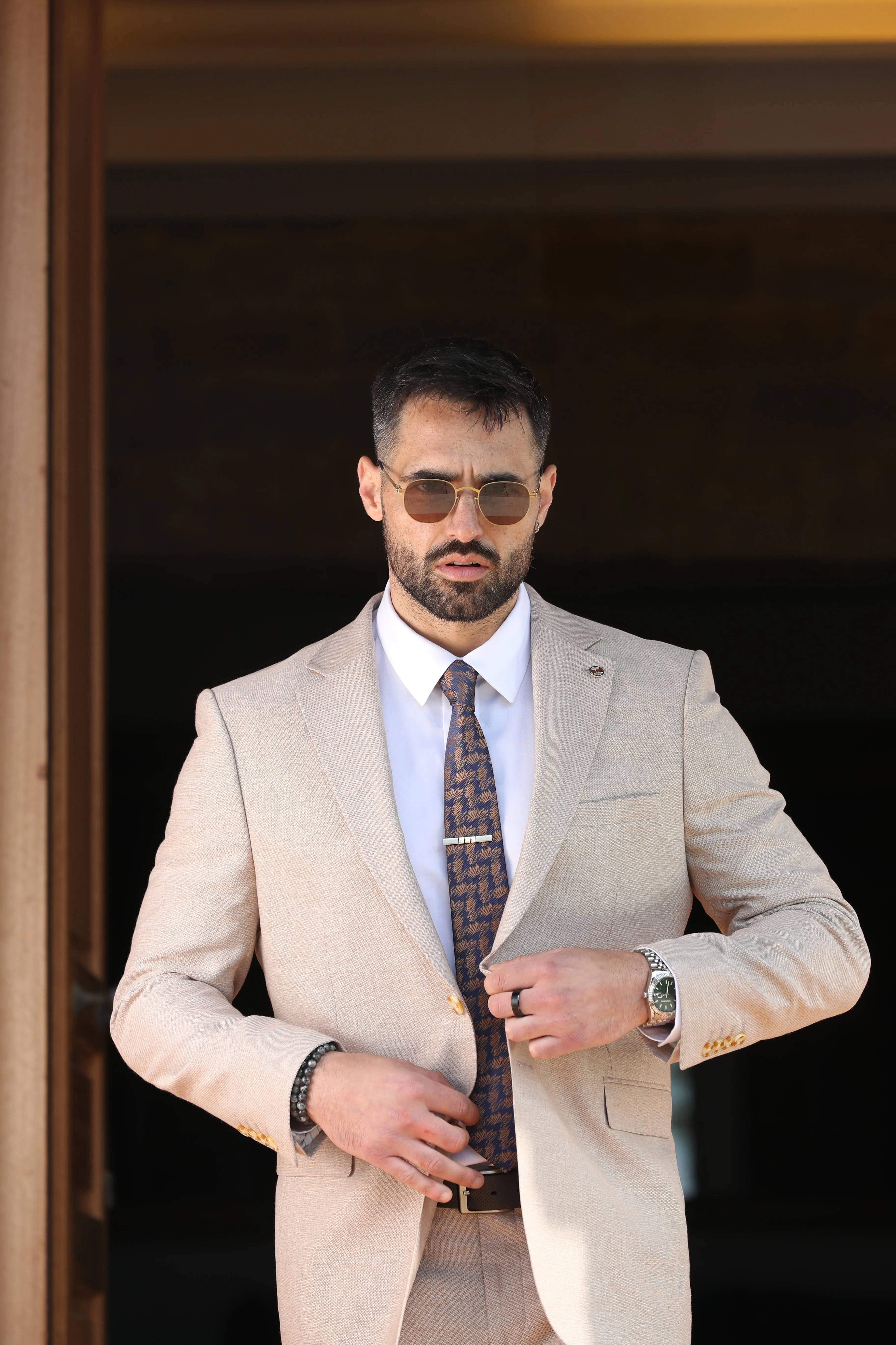 Elegant Fashion Beige Suit