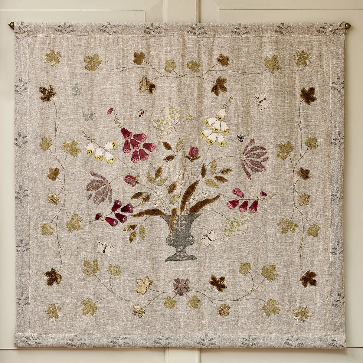 Embroidered Wallhanging - Foxgloves &amp; Tulips