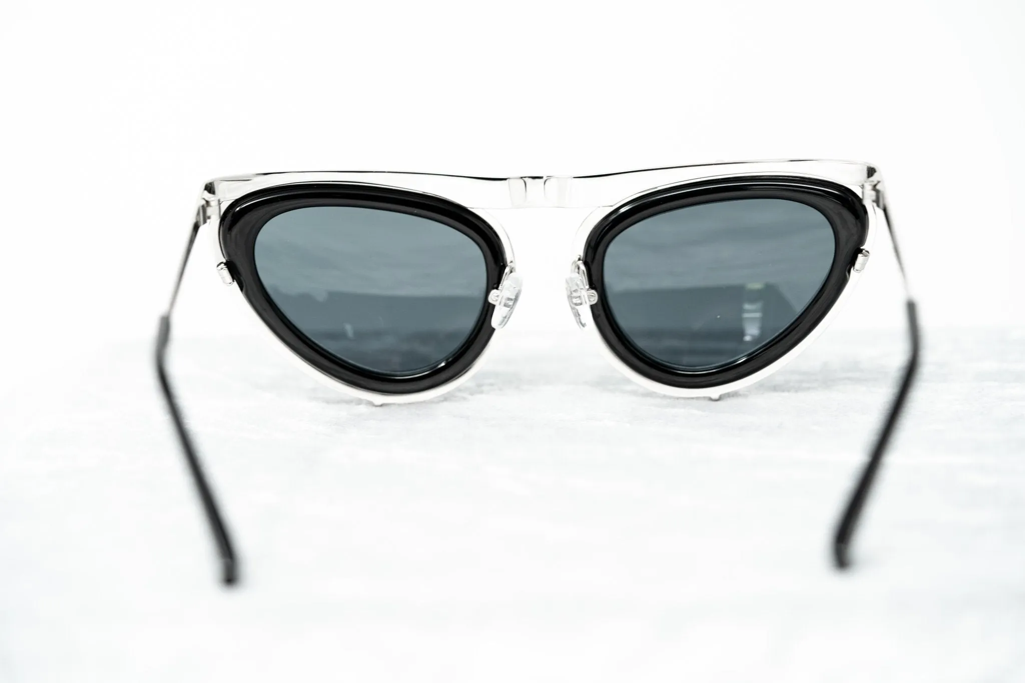 Erdem Sunglasses Cat Eye Black Shiny Silver and Grey