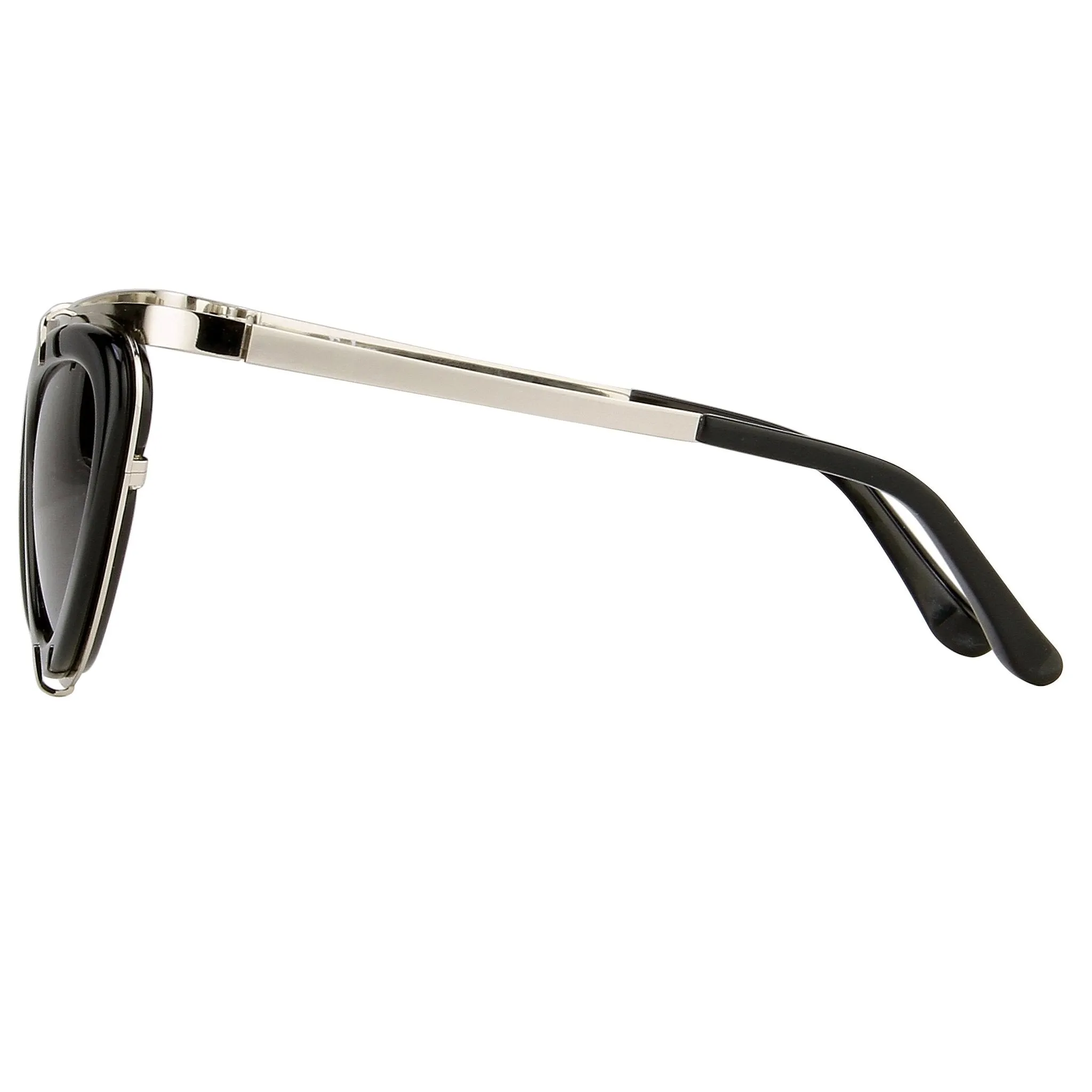 Erdem Sunglasses Cat Eye Black Shiny Silver and Grey