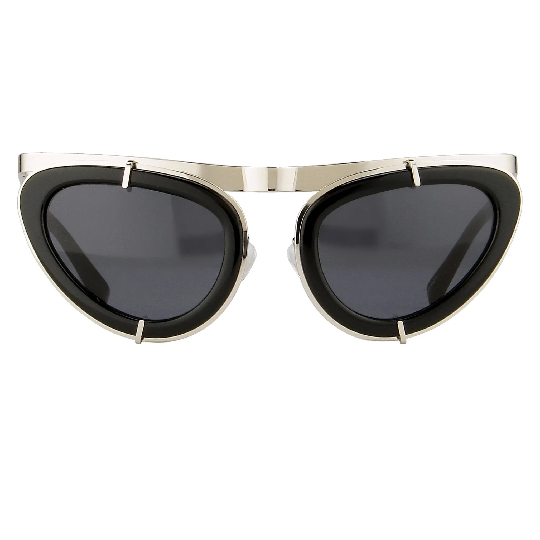 Erdem Sunglasses Cat Eye Black Shiny Silver and Grey