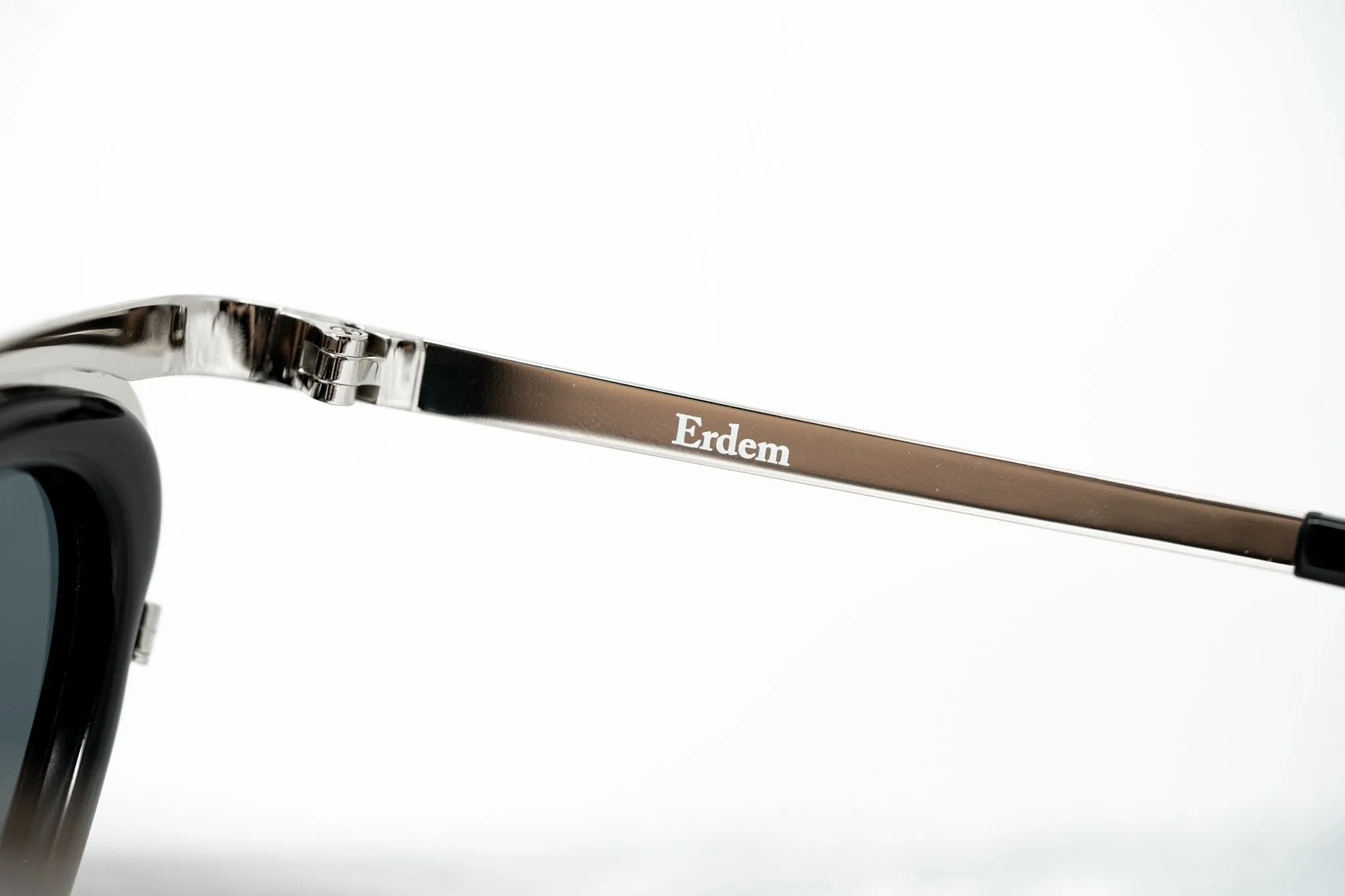 Erdem Sunglasses Cat Eye Black Shiny Silver and Grey