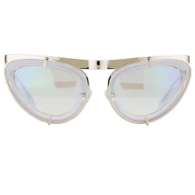 Erdem Sunglasses Cat Eye Clear and Silver