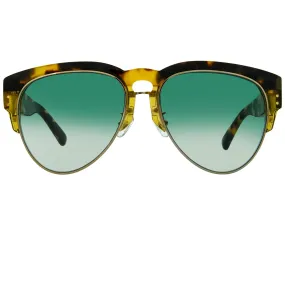 Erdem Sunglasses Gold Tortoise Shell and Green