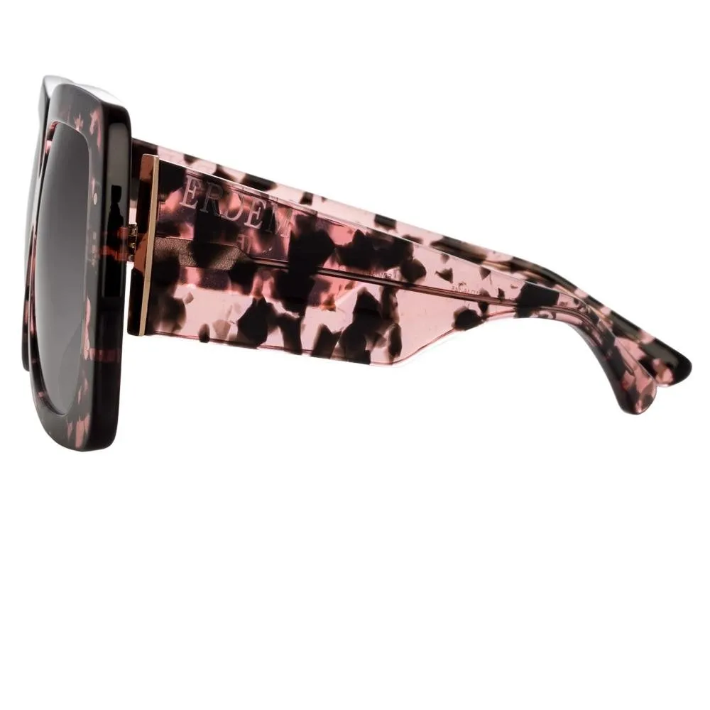 Erdem Sunglasses Oversized Pink Tortoise Shell and Grey