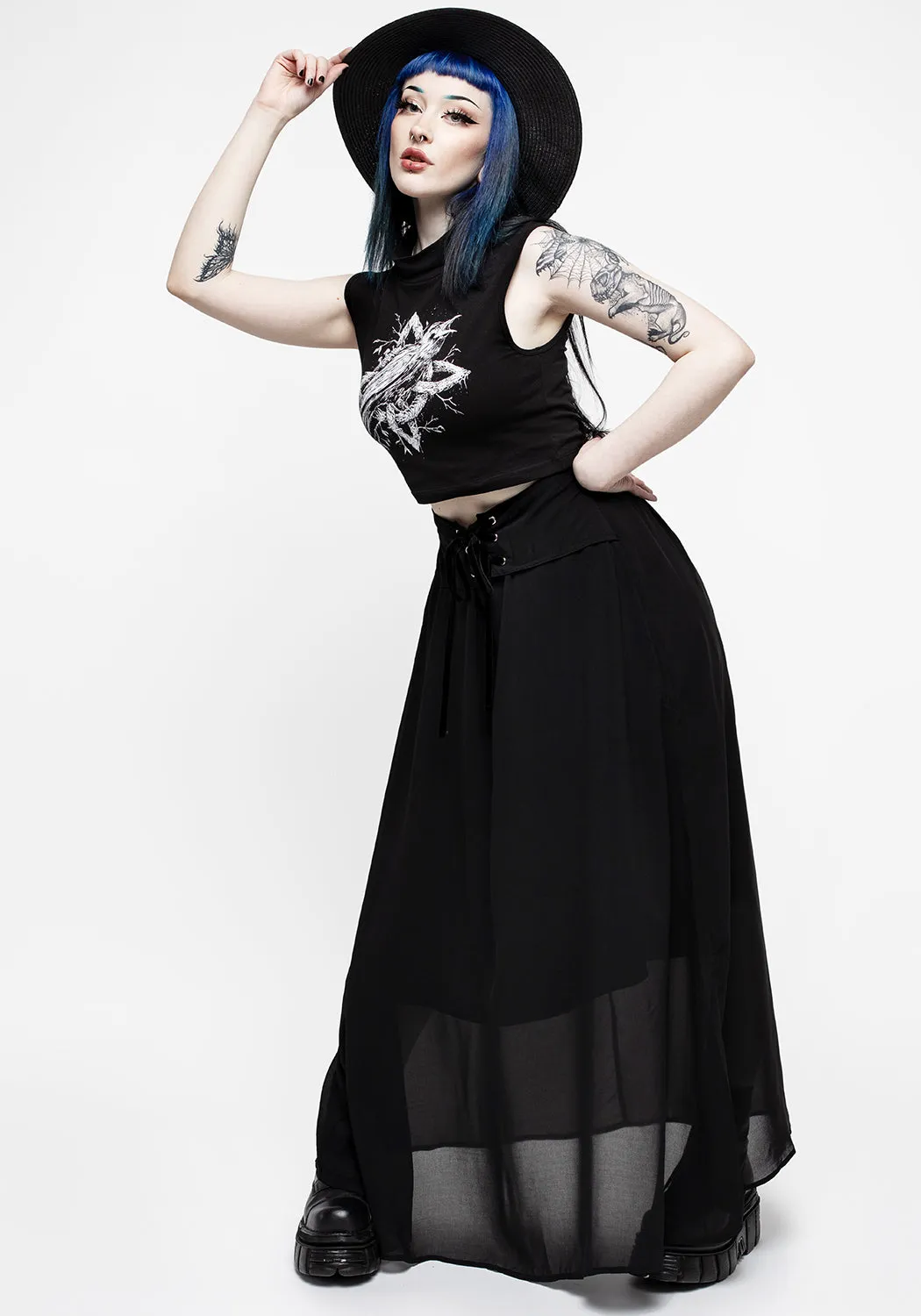 Eris Lace Up Maxi Skirt