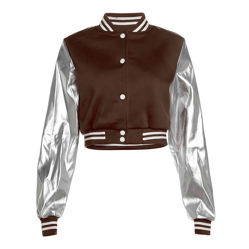 F5209 Fall Women's Clothing New Fashion Embroidery Stitching Slim Jacket Baseball Uniform Jacket