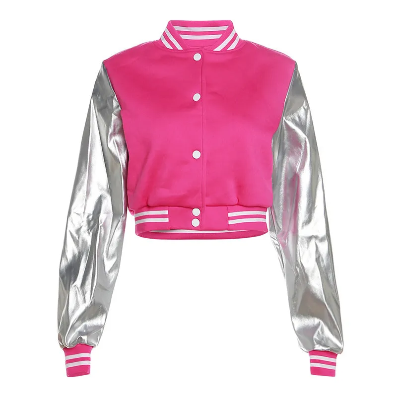 F5209 Fall Women's Clothing New Fashion Embroidery Stitching Slim Jacket Baseball Uniform Jacket