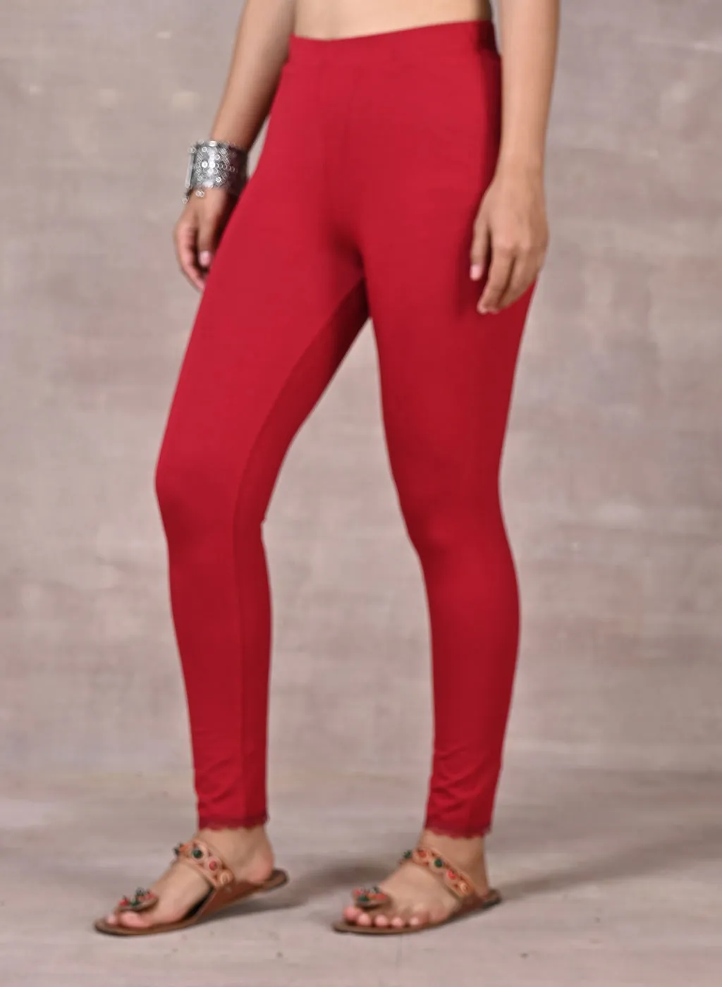 Farah Maroon Viscose Lycra Leggings for Women