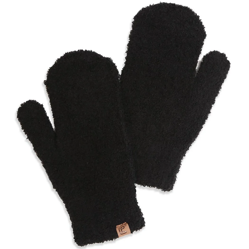 fashion city Winter Solid Color Soft Flush Mittens