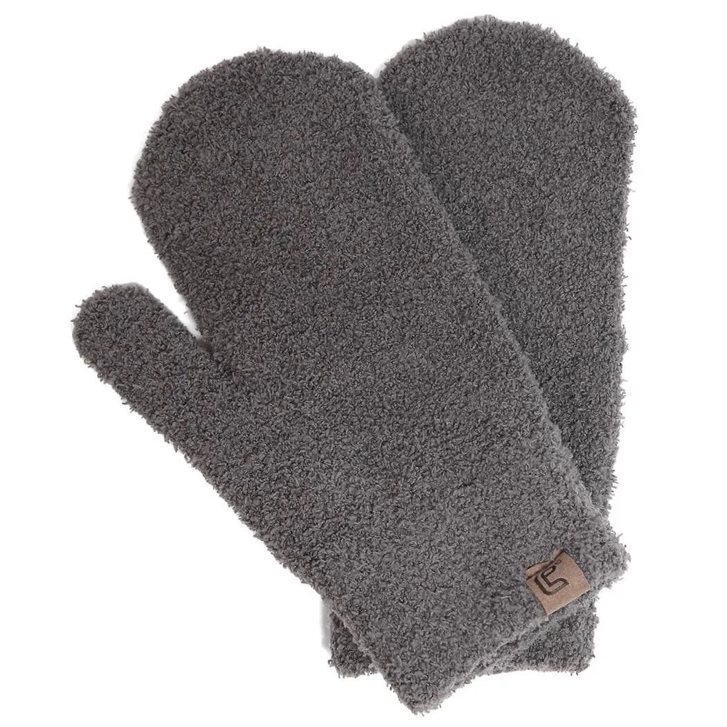 fashion city Winter Solid Color Soft Flush Mittens