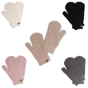 fashion city Winter Solid Color Soft Flush Mittens