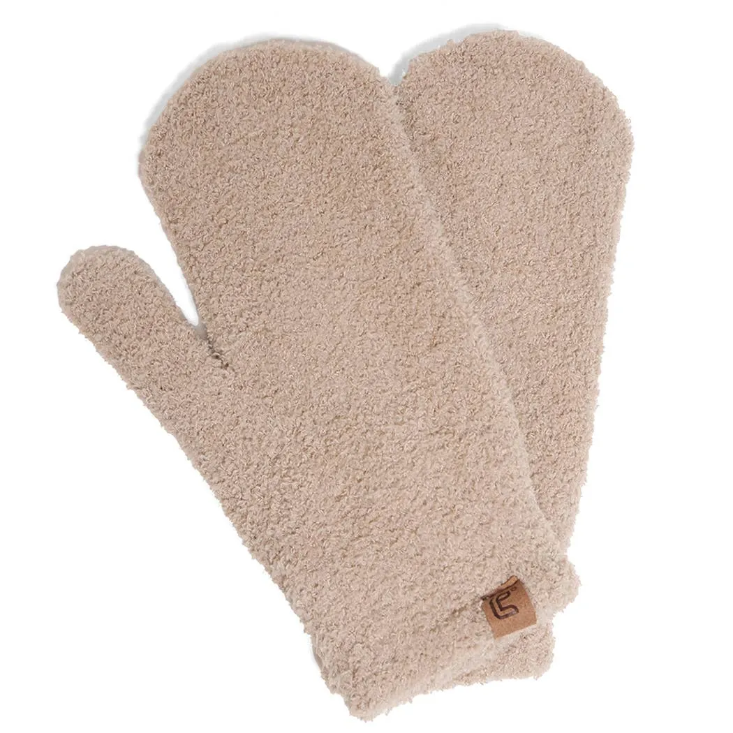 fashion city Winter Solid Color Soft Flush Mittens