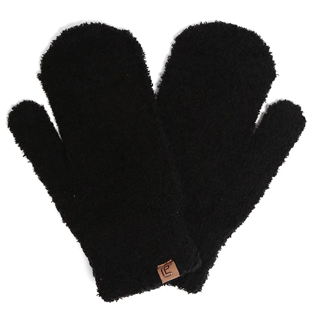 fashion city Winter Solid Color Soft Flush Mittens