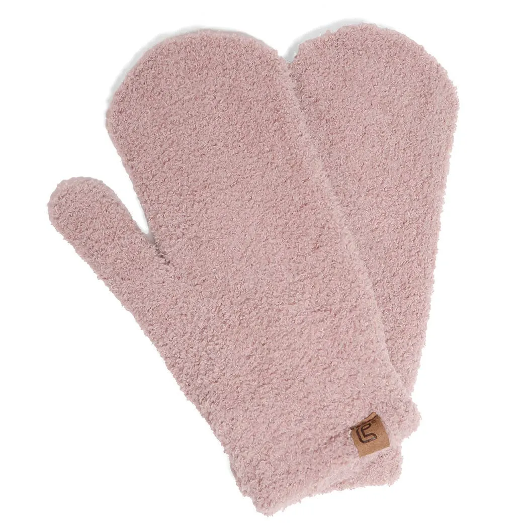 fashion city Winter Solid Color Soft Flush Mittens